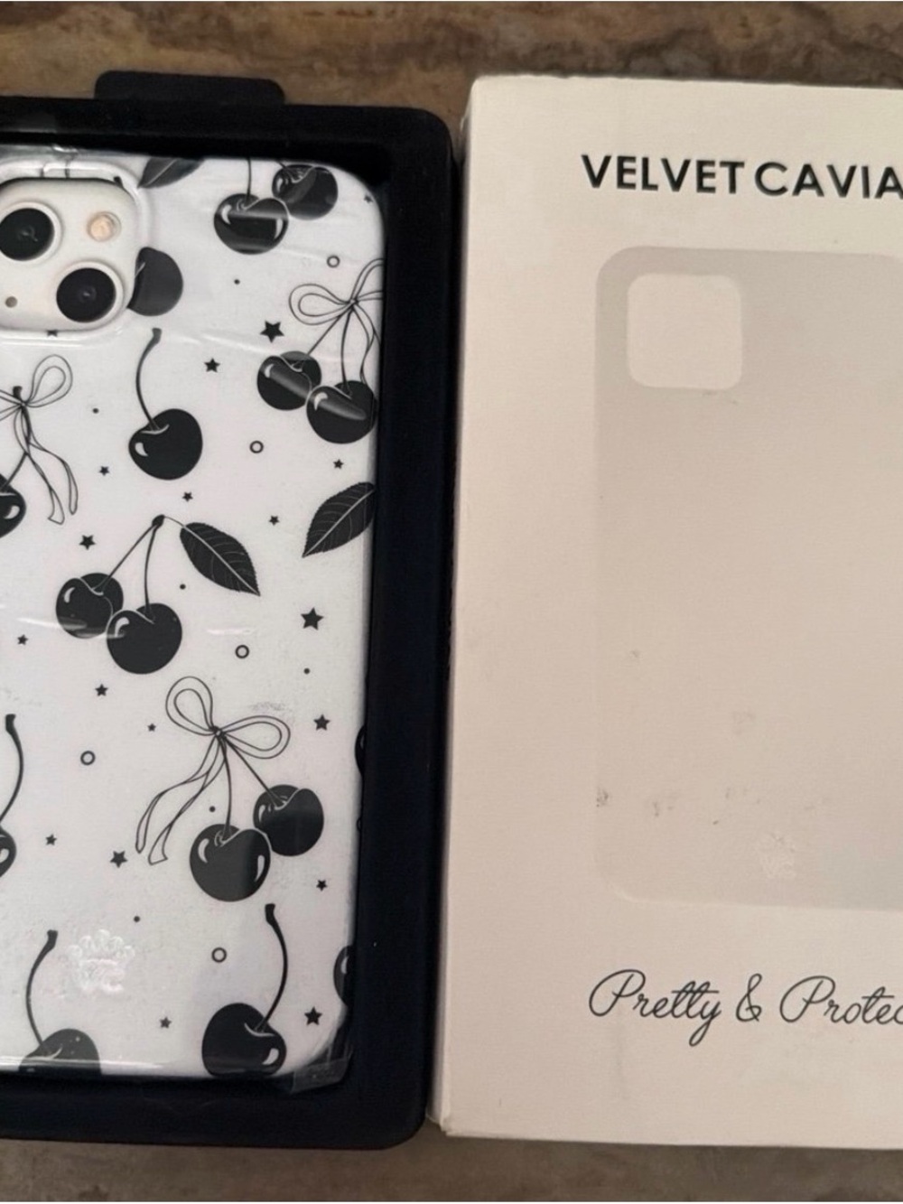 Velvet Caviar Black & White Cherry Pattern iPhone Case IPHONE 14 PLUS